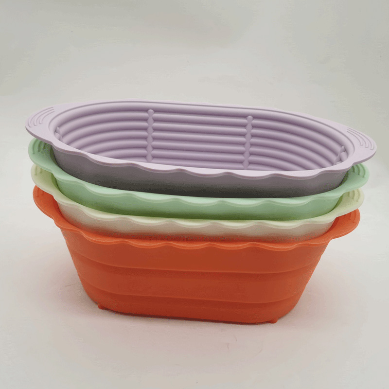 silicone Banneton Bread Proofing Baskets, 9" Round and 10'' oval Foldable Non-Stick Dough Proofing Bowl